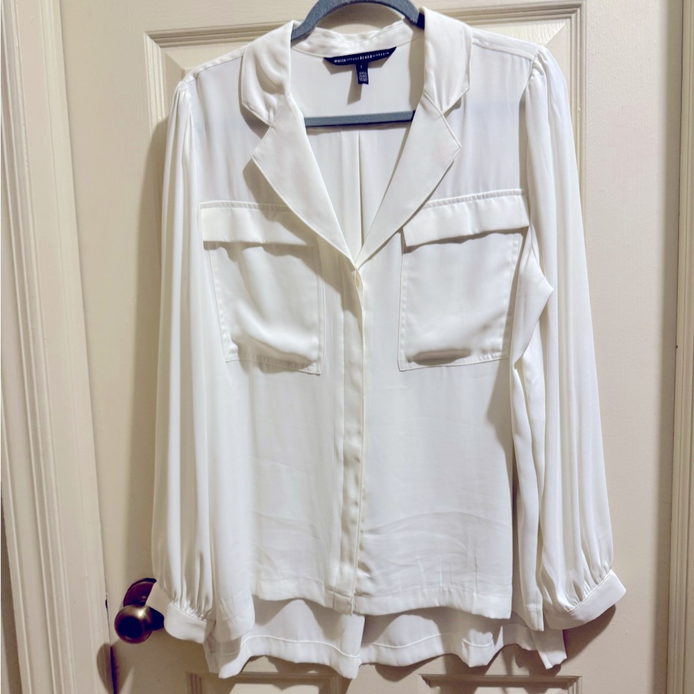 WHBM ivory button down shirt - Picture 2 of 9